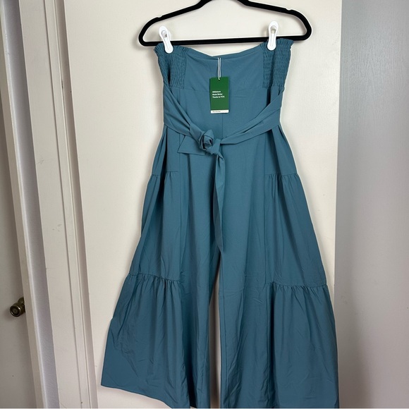 Halara Blue Hi/Waisted Shirred Tie‎ Front Back Wide Leg Palazzo-Like Pants NWT M - Picture 5 of 16